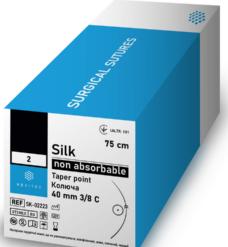 "Шовк. USP 0(М3,5), 75 см, чорний голка колюча , 30 мм, 1/2 С. SK 00219"